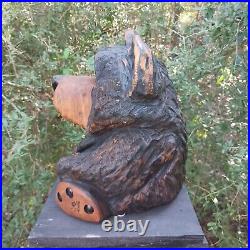 Chainsaw Carving Bear Wood Carving Art Fat Bear Cub Funny Cartoon Folk Art Pine