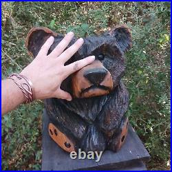 Chainsaw Carving Bear Wood Carving Art Fat Bear Cub Funny Cartoon Folk Art Pine