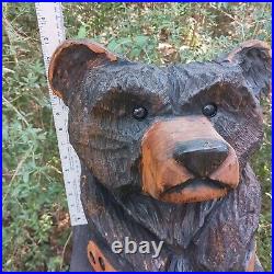 Chainsaw Carving Bear Wood Carving Art Fat Bear Cub Funny Cartoon Folk Art Pine