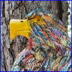 Chainsaw Carving Eagle Multicolor Eagle Colorful Rustic Art Handmade Wood Carvin
