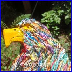 Chainsaw Carving Eagle Multicolor Eagle Colorful Rustic Art Handmade Wood Carvin