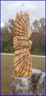 Chainsaw Carving Eagle Soaring. Chainsaw carved eagle, 3 foot tall wood chainsaw