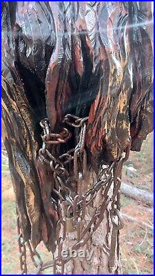 Chainsaw Carving Grim Reaper In Chains 36 Tall Handmade Wood Carving Art Chainsaw Carving Grim Reaper In Chains 36 Tall Handmade Wood Carving Art