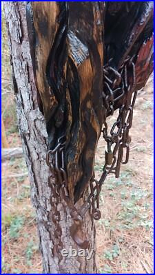 Chainsaw Carving Grim Reaper In Chains 36 Tall Handmade Wood Carving Art Chainsaw Carving Grim Reaper In Chains 36 Tall Handmade Wood Carving Art
