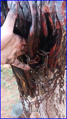 Chainsaw Carving Grim Reaper In Chains 36 Tall Handmade Wood Carving Art Chainsaw Carving Grim Reaper In Chains 36 Tall Handmade Wood Carving Art