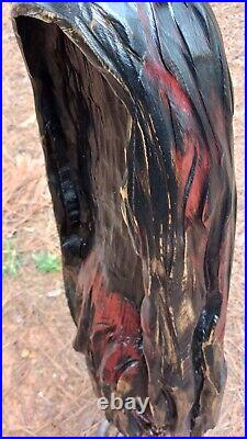 Chainsaw Carving Grim Reaper In Chains 36 Tall Handmade Wood Carving Art