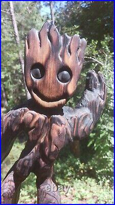 Chainsaw Carving Groot 21x7 Tall Wood Carving Art Baby Groot Cypress Cedar