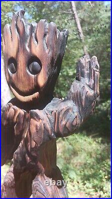 Chainsaw Carving Groot 21x7 Tall Wood Carving Art Baby Groot Cypress Cedar