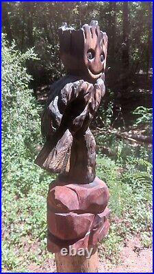 Chainsaw Carving Groot 21x7 Tall Wood Carving Art Baby Groot Cypress Cedar