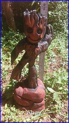 Chainsaw Carving Groot 21x7 Tall Wood Carving Art Baby Groot Cypress Cedar