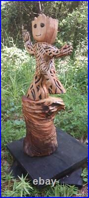 Chainsaw Carving Groot Wood Carving Art Baby Groot Cypress Handmade