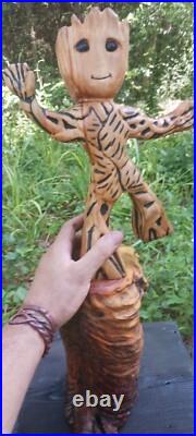 Chainsaw Carving Groot Wood Carving Art Baby Groot Cypress Handmade