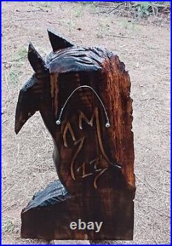 Chainsaw Carving Horse Bust Horseshoe Wood Carving Sculpture 25x15 Wall Hanger