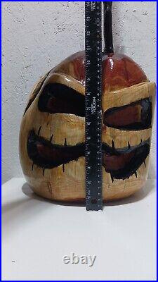 Chainsaw Carving Jack O Lantern Pumpkin 18x12 Cedar Wood Carving Halloween
