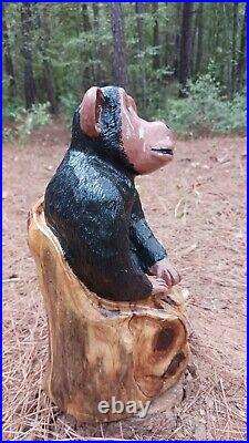 Chainsaw Carving Monkey Ape Wood Carving Wood Sculptures Garden Art Cedar