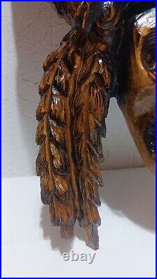 Chainsaw Carving Native American Skull Head Dress 18 Wall Hanger Wood Carving