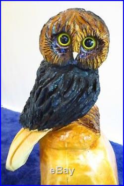 Chainsaw Carving Owl Art Woodcarving Sculpture Rustic Log Furniture Home Decor