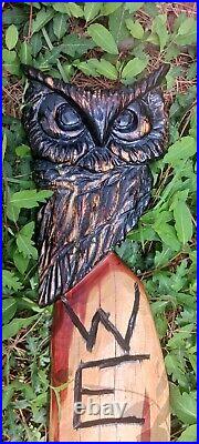 Chainsaw Carving Owl Welcome Sign 36 Wood Carving Rustic Art Handmade Cedar