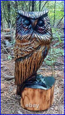 Chainsaw Carving Owl Wood Carving Handmade Owl Cedar 3D 19 Tall Art Rustic