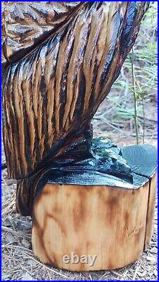 Chainsaw Carving Owl Wood Carving Handmade Owl Cedar 3D 19 Tall Art Rustic