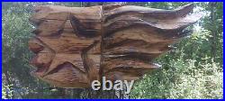 Chainsaw Carving Texas Flag 23x10 Wall Hanger Wood Carving Patriotic Cedar