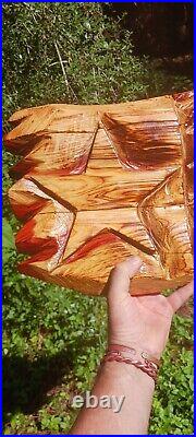 Chainsaw Carving Texas Flag 23x10 Wall Hanger Wood Carving Patriotic Cedar