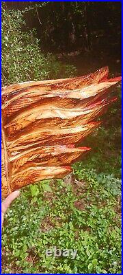 Chainsaw Carving Texas Flag 23x10 Wall Hanger Wood Carving Patriotic Cedar