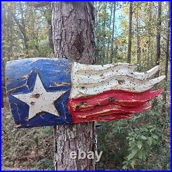 Chainsaw Carving Texas Flag Battle Flag Patriotic Rustic Art Oak Guns Bullets