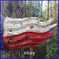 Chainsaw Carving Texas Flag Battle Flag Patriotic Rustic Art Oak Guns Bullets