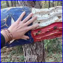 Chainsaw Carving Texas Flag Battle Flag Patriotic Rustic Art Oak Guns Bullets