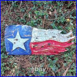 Chainsaw Carving Texas Flag Battle Flag Patriotic Rustic Art Oak Guns Bullets