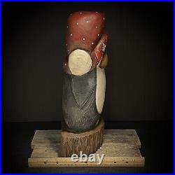Chainsaw Carving Wood Art Chubby Penguin Winter Christmas