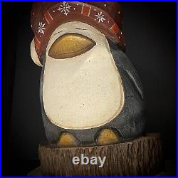 Chainsaw Carving Wood Art Chubby Penguin Winter Christmas