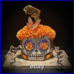 Chainsaw Carving Wood Art Sugar Skull Fall Pumpkin Decor