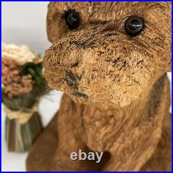 Chainsaw Wood Carved Dog Signed Folk Art Rustic Cabin Farm Doorstop