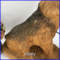 Chainsaw Wood Carved Dog Signed Folk Art Rustic Cabin Farm Doorstop