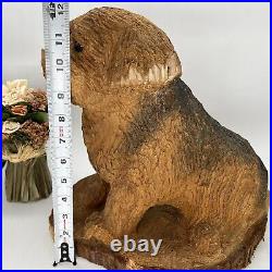 Chainsaw Wood Carved Dog Signed Folk Art Rustic Cabin Farm Doorstop