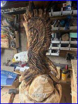 Chainsaw carved eagle wood