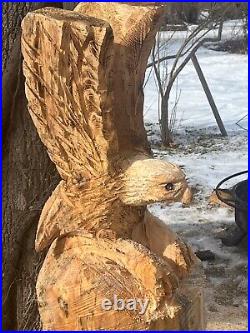 Chainsaw carved eagle wood