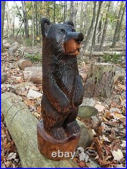 Chainsaw carved handmade wood bear sculpture statue figure carving