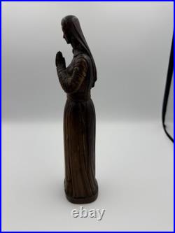 Chars1934 Hand Carved Wood Statue Woman in Prayer Signed Gaudreau Folk Art 12'