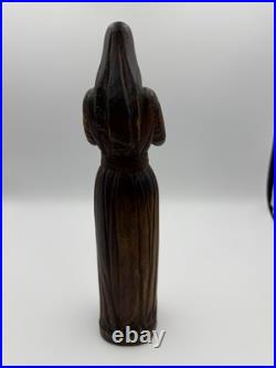 Chars1934 Hand Carved Wood Statue Woman in Prayer Signed Gaudreau Folk Art 12'