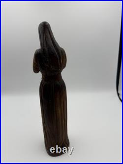 Chars1934 Hand Carved Wood Statue Woman in Prayer Signed Gaudreau Folk Art 12'