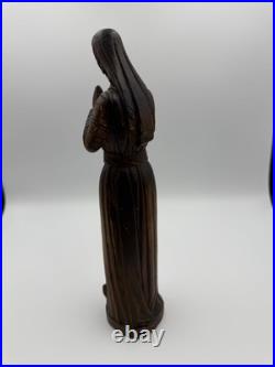 Chars1934 Hand Carved Wood Statue Woman in Prayer Signed Gaudreau Folk Art 12'