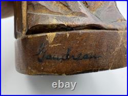 Chars1934 Hand Carved Wood Statue Woman in Prayer Signed Gaudreau Folk Art 12'