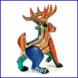 Cheerful Deer Oaxacan Alebrije Wood Carving Mexican Folk Art Sculpture