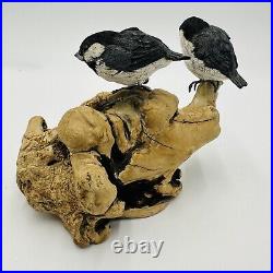 Chickadee Baby Bird Wood Decoy Carving Figurine Signed E. Conn Rare Vintage