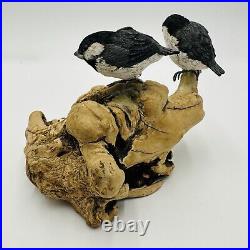Chickadee Baby Bird Wood Decoy Carving Figurine Signed E. Conn Rare Vintage