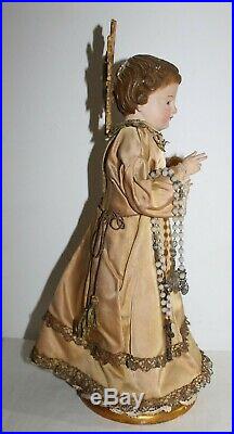 Child Infant Jesús religious sculpture wood carved and polychromed 19th C