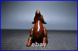 Chinese Antique Boxwood Wood Carving Exquisite Deer Statue Collection Nice Art